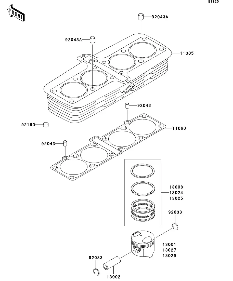 13008 1143 Ring Set Piston Std Kawasaki YoshiParts