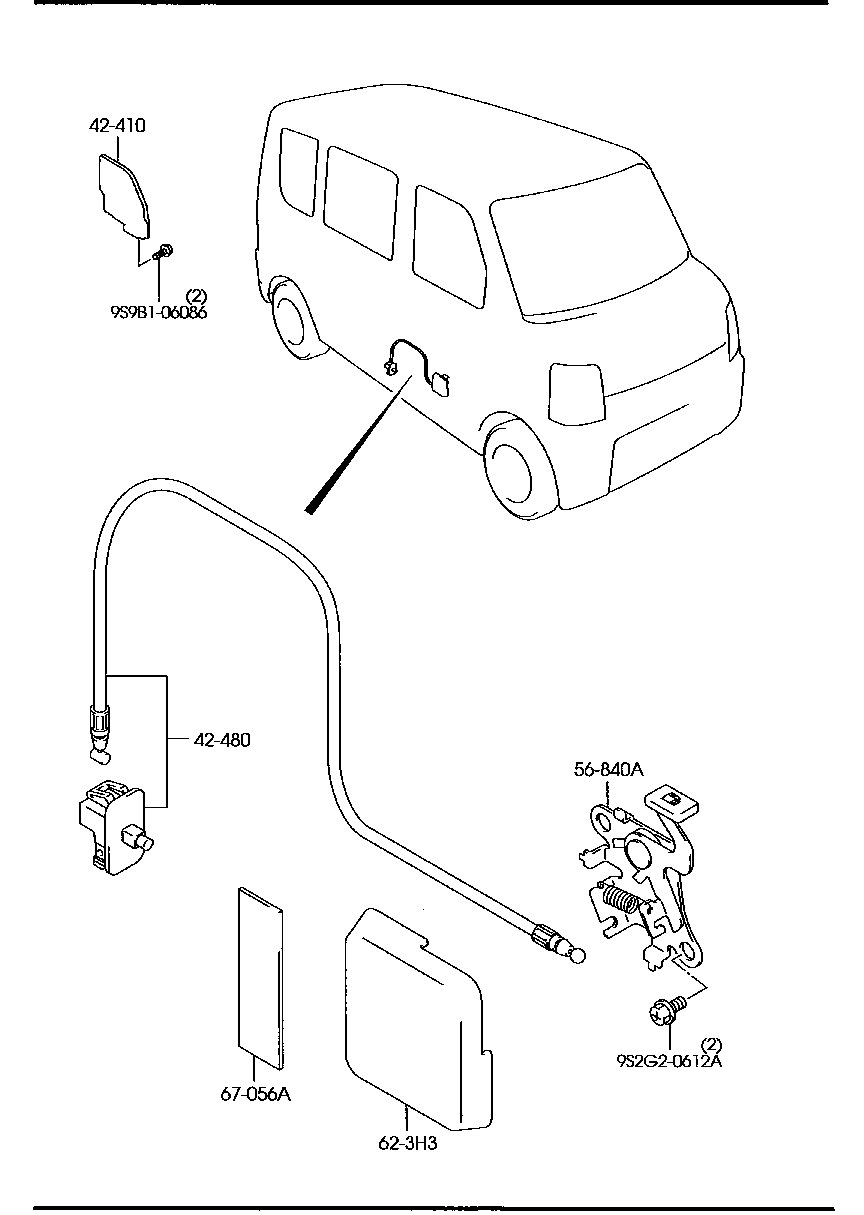 1A03 42 410 Lid Fuel Filler Mazda YoshiParts