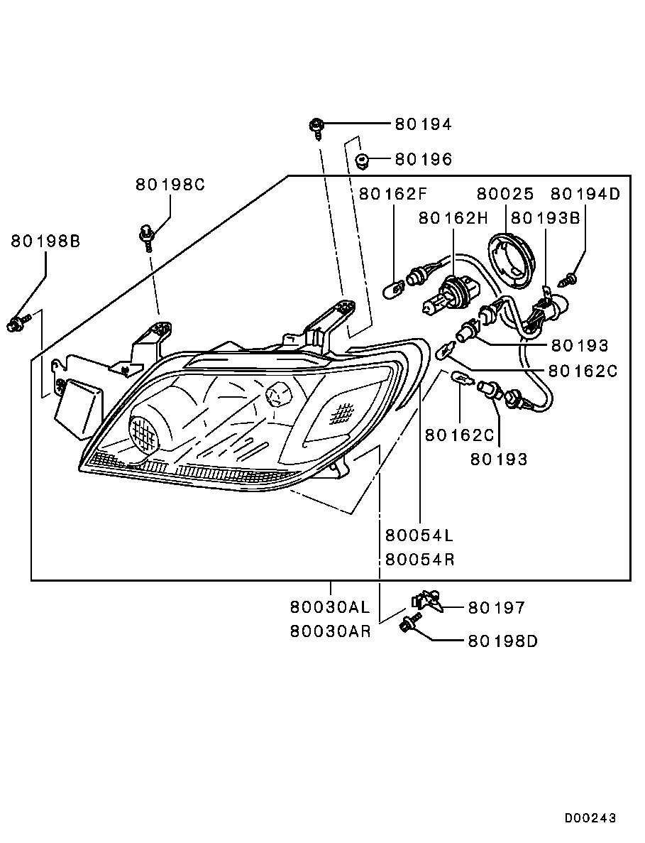 Mn Headlamp Assy Rh Mitsubishi Yoshiparts