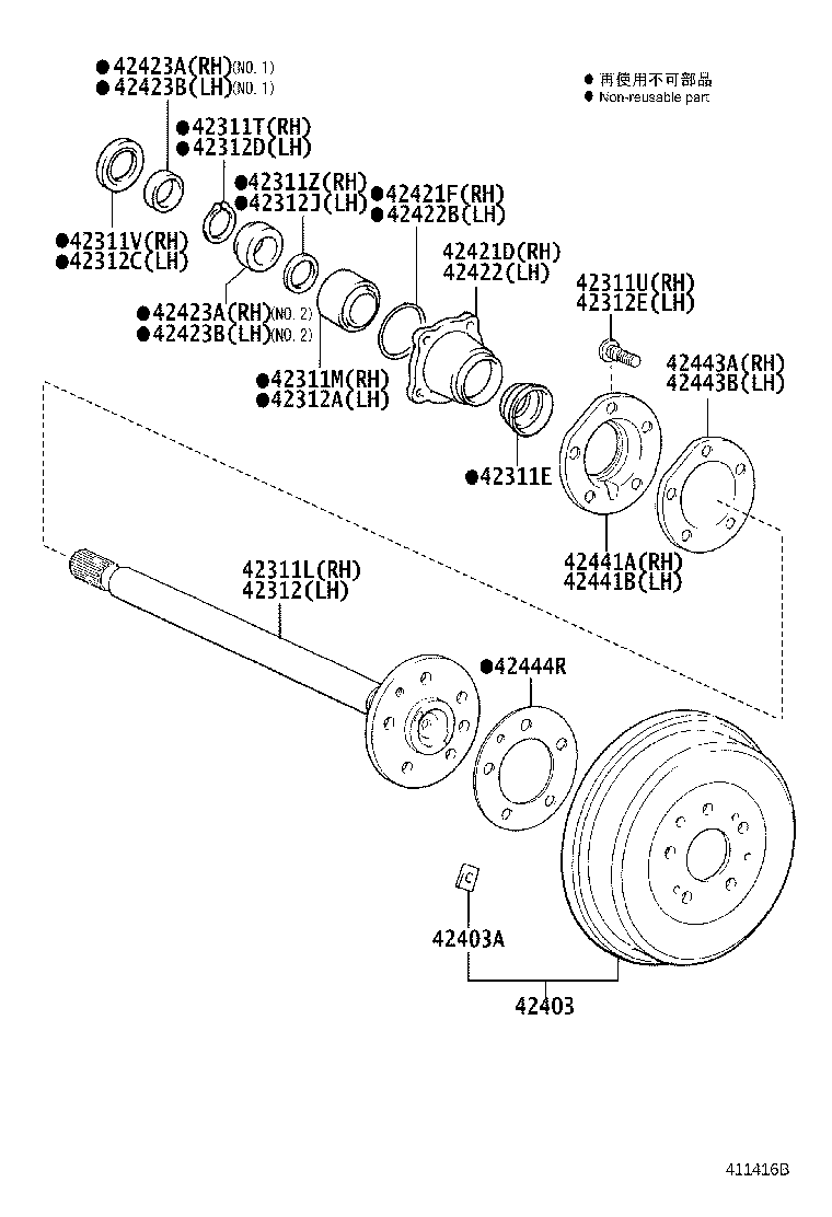 90369 48001 Bearing For Rear Axle Shaft Rh Toyota YoshiParts