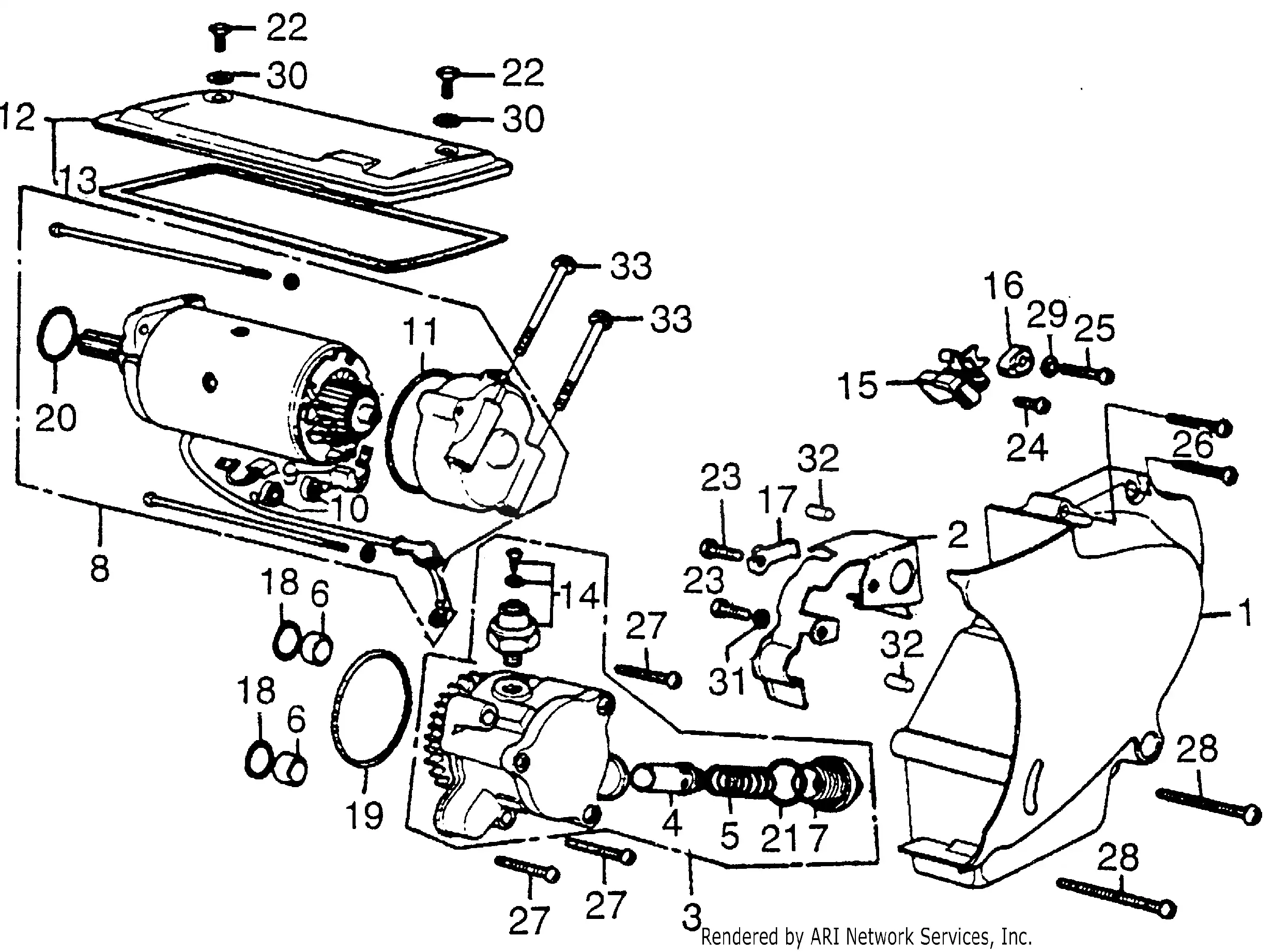 Crankcase Cover + Starting Motor + Oil Pump
