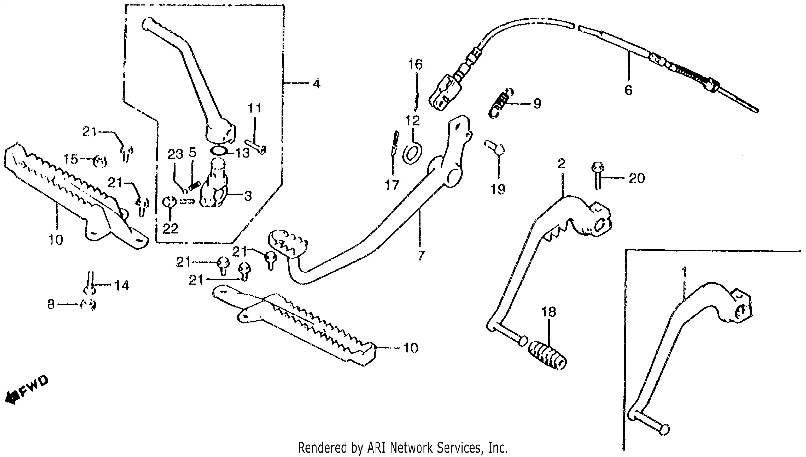 Brake Pedal + Gearshift Pedal + Footpeg