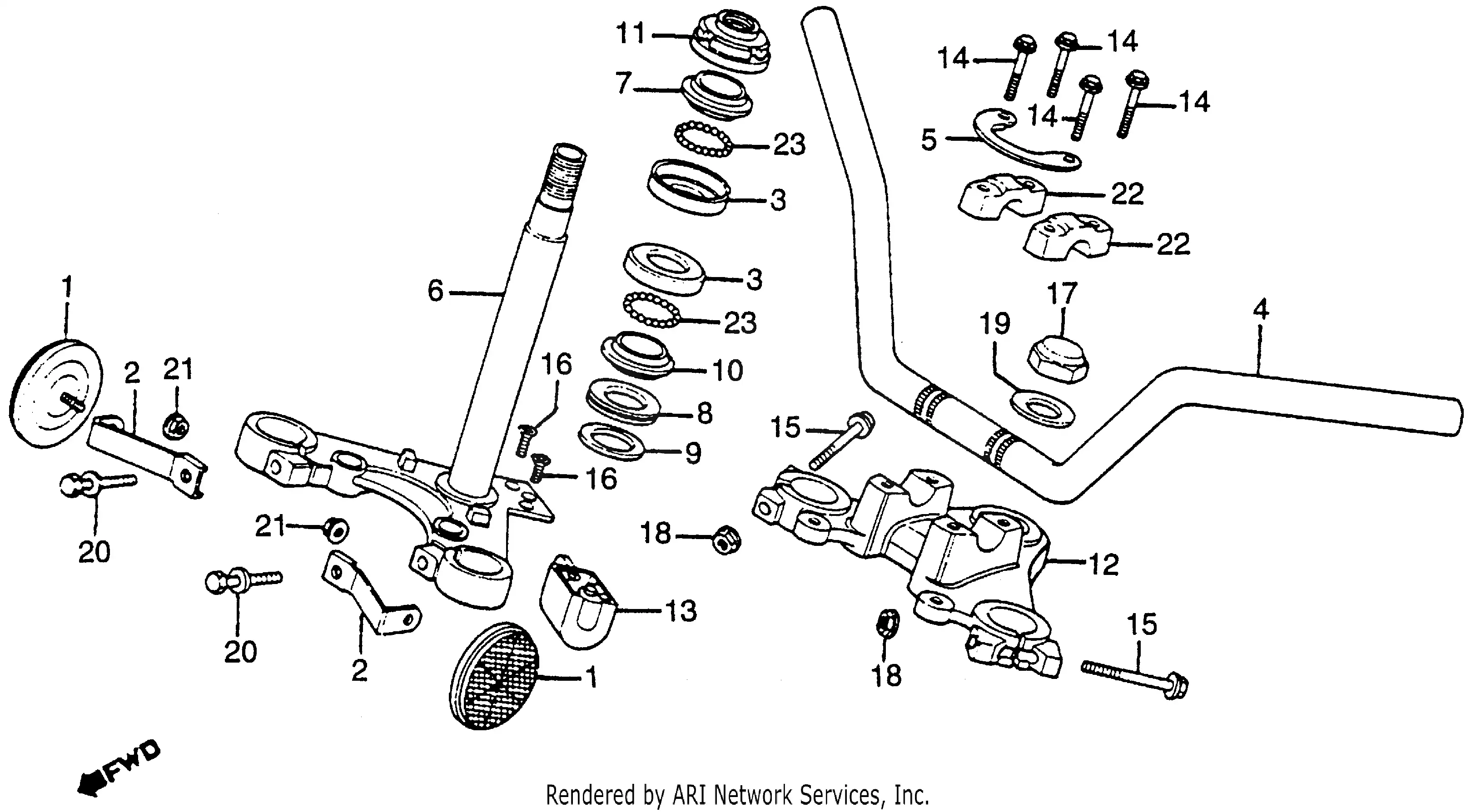 Handlebar + Top Bridge Steering Stem + Front