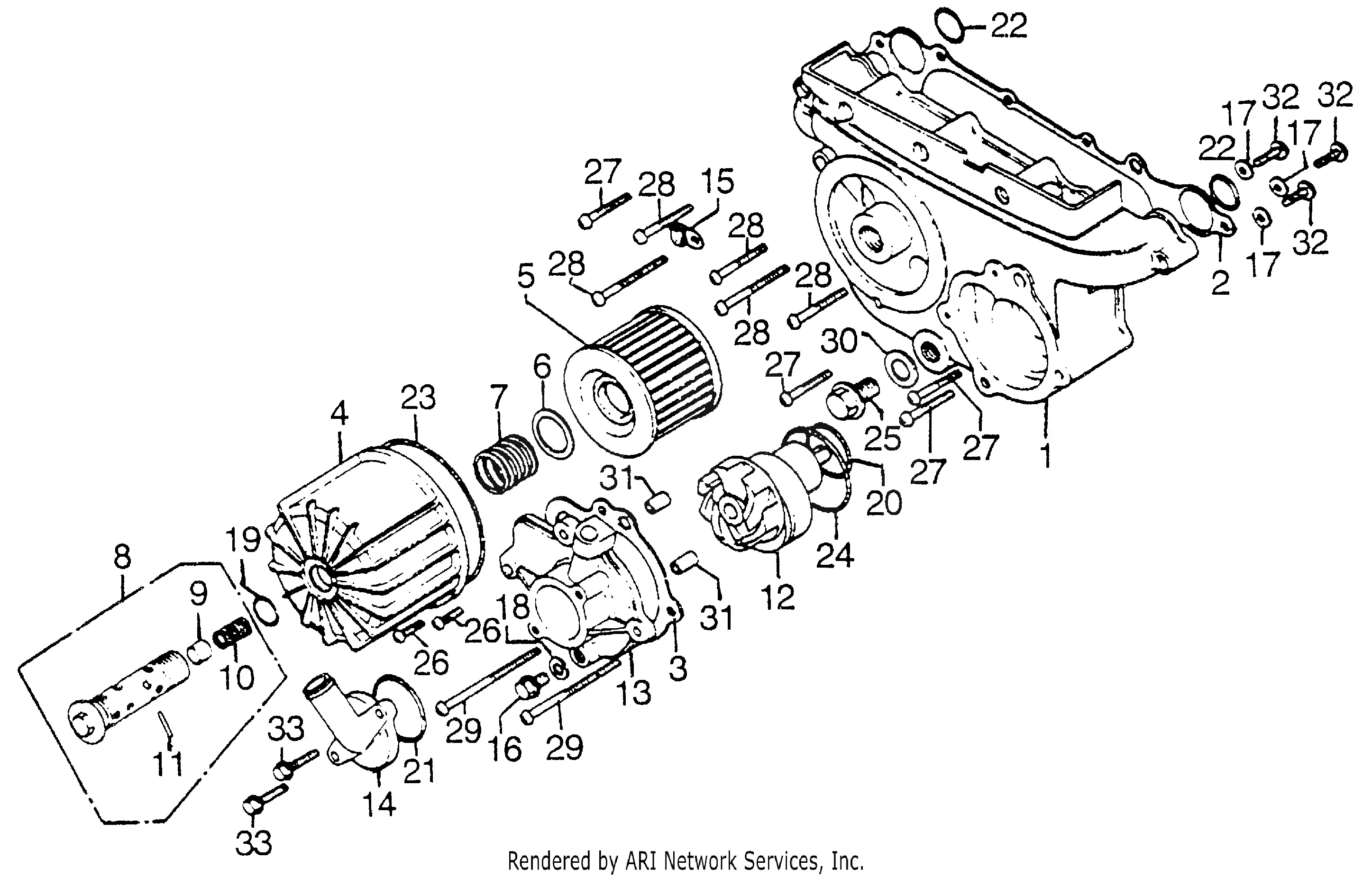 Transmission Cover Water Pump Oil Filter