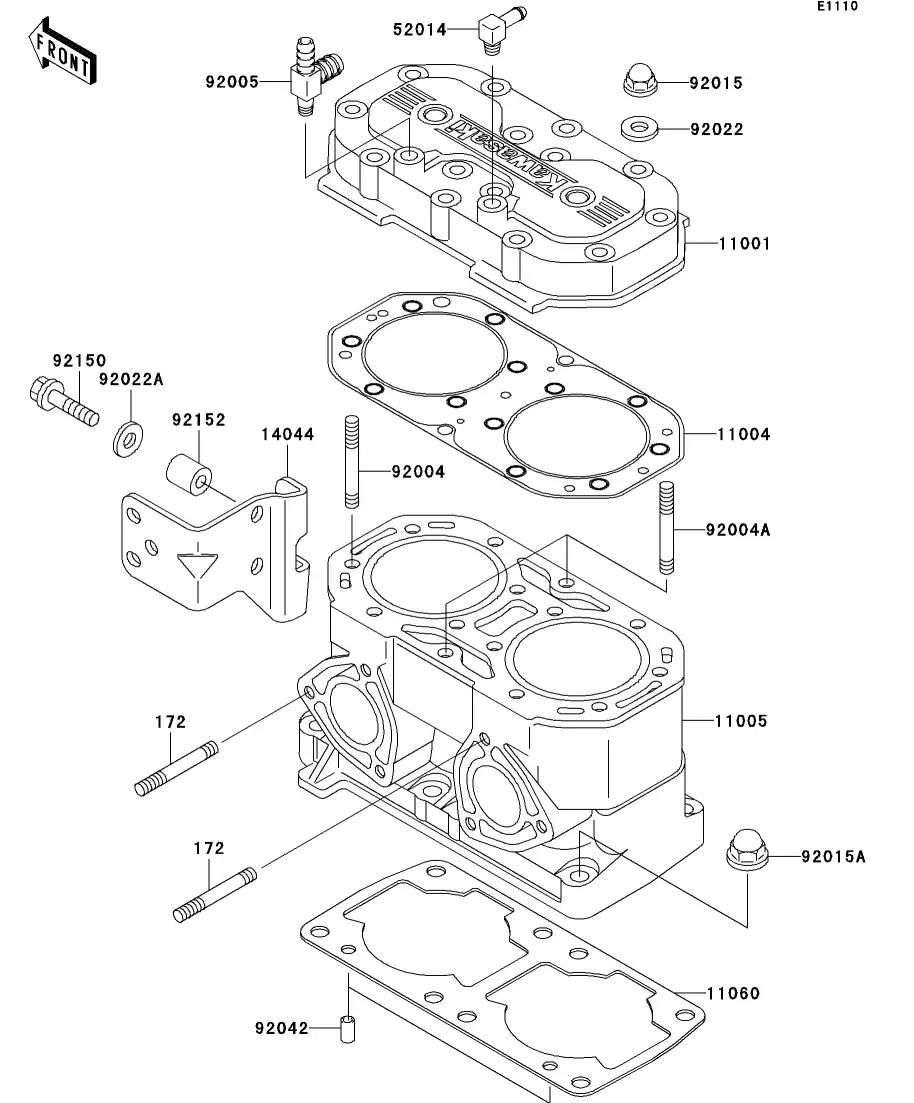 11001-3746 Head-Cylinder Kawasaki | YoshiParts