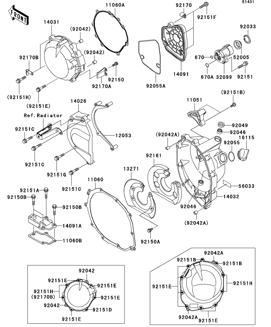 14032-1498 Cover-Clutch Kawasaki | YoshiParts