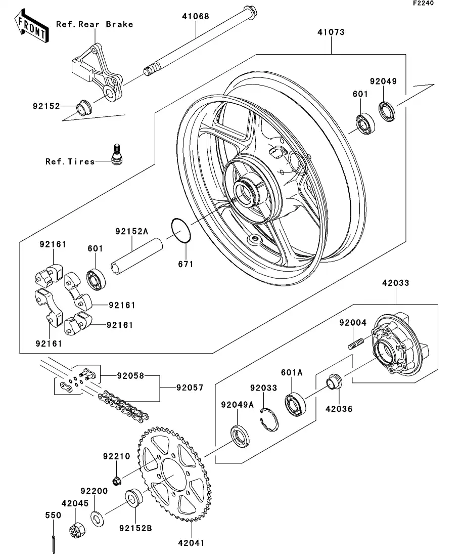 92152-0822 Collar,Rr Axle,Lh,L=18 Kawasaki | YoshiParts