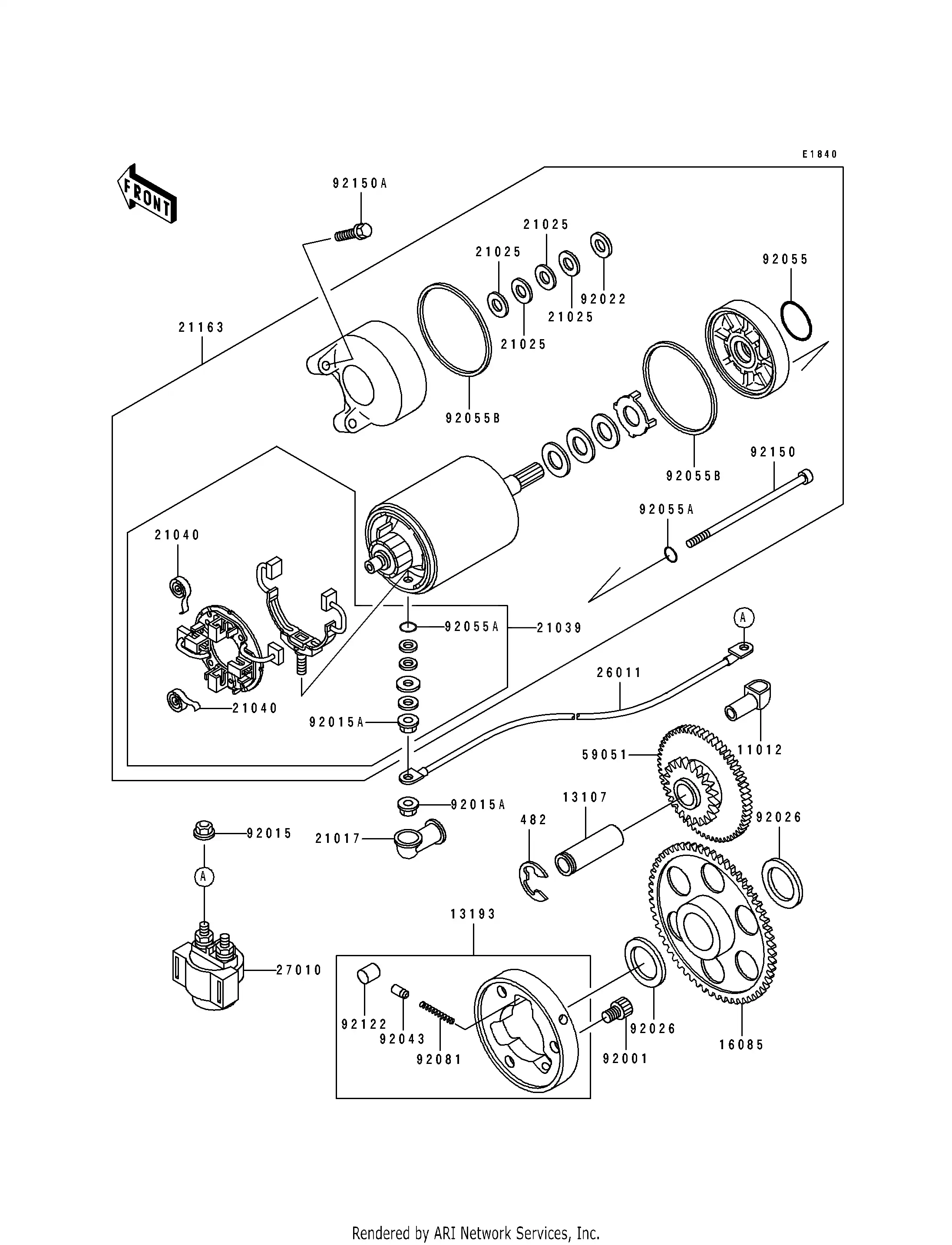 13107-1144 Shaft,Idle Gear Kawasaki | YoshiParts