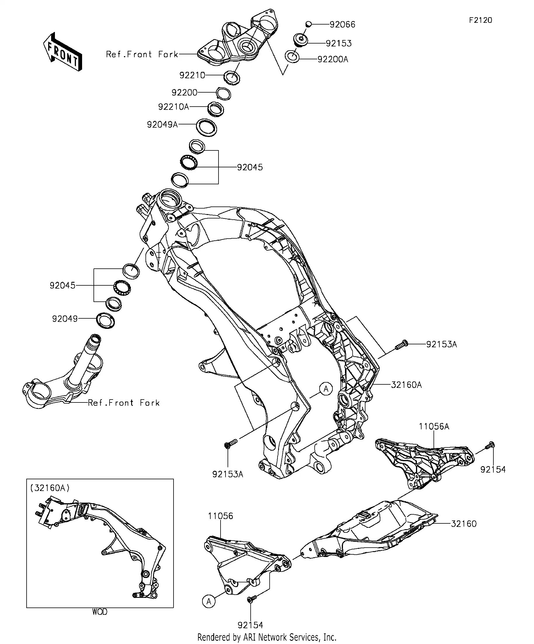 32160-0690-18R Frame-Comp,Main,F.s.black Kawasaki | YoshiParts