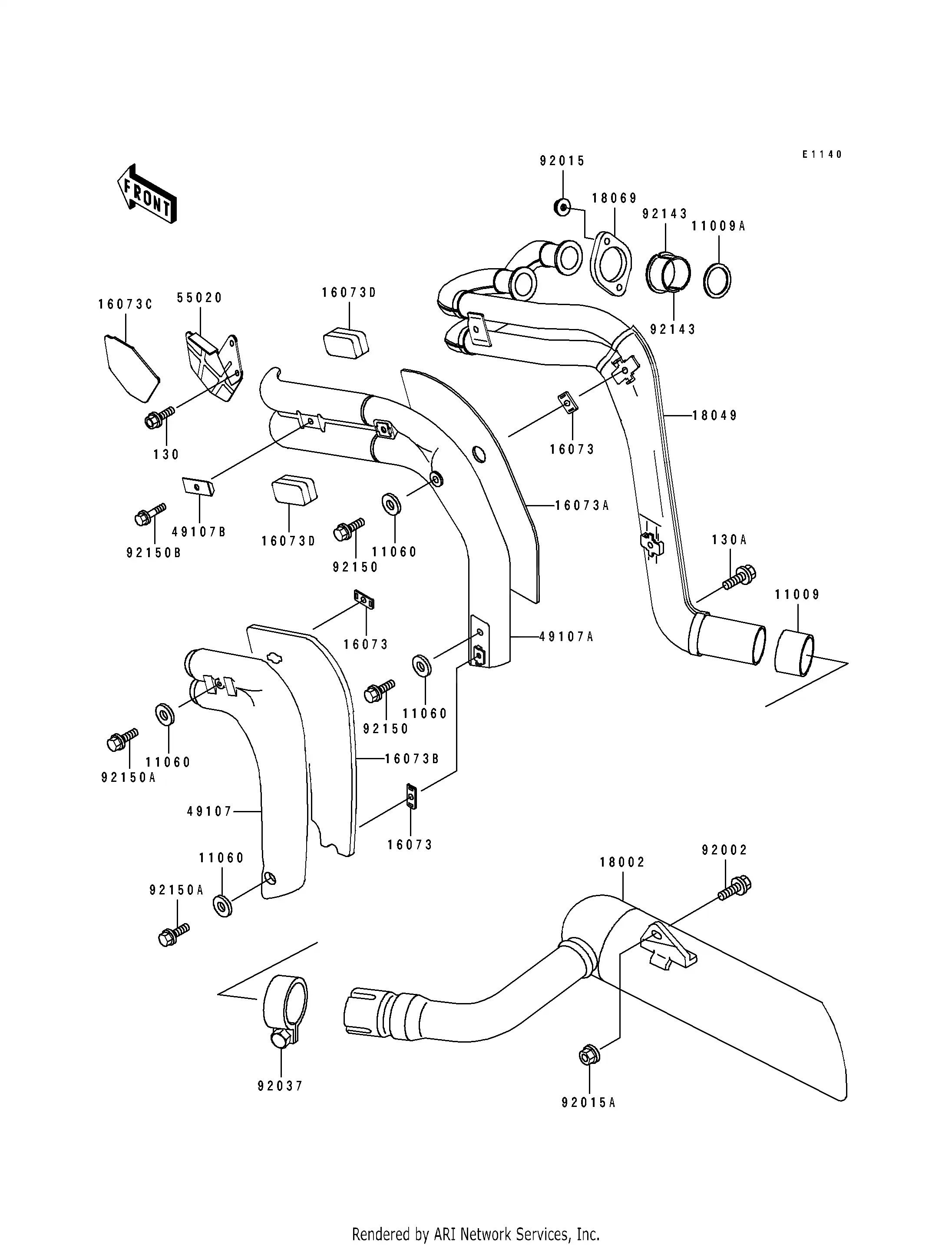 18069-1076 Holder-Exhaust Pipe Kawasaki | YoshiParts