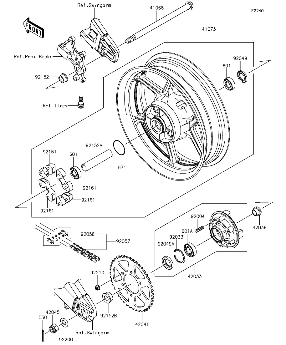 92152-0822 Collar,Rr Axle,Lh,L=18 Kawasaki | YoshiParts