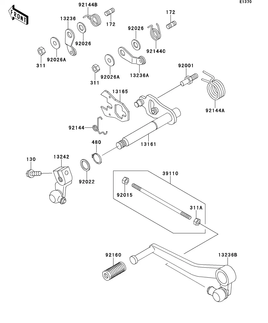 13236-1270 Lever-Comp,Change Ped Kawasaki | YoshiParts