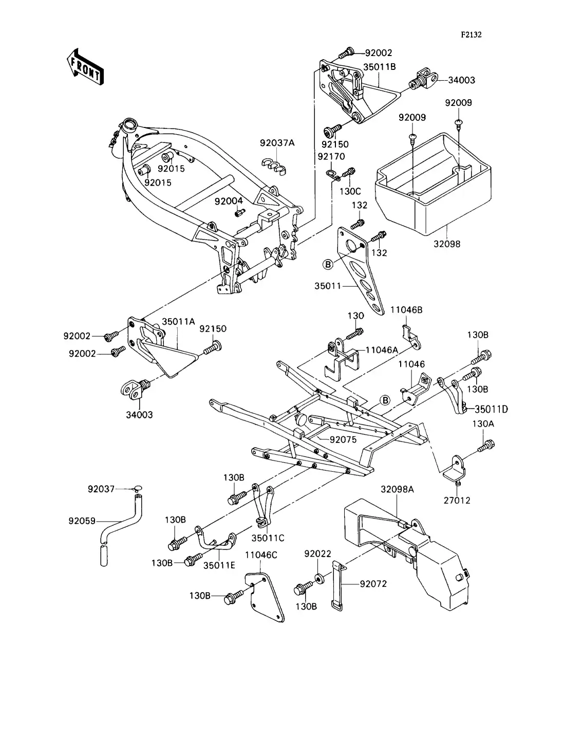 35011-1495-FM Step, Step Holder, Rh, Buff Kawasaki | YoshiParts