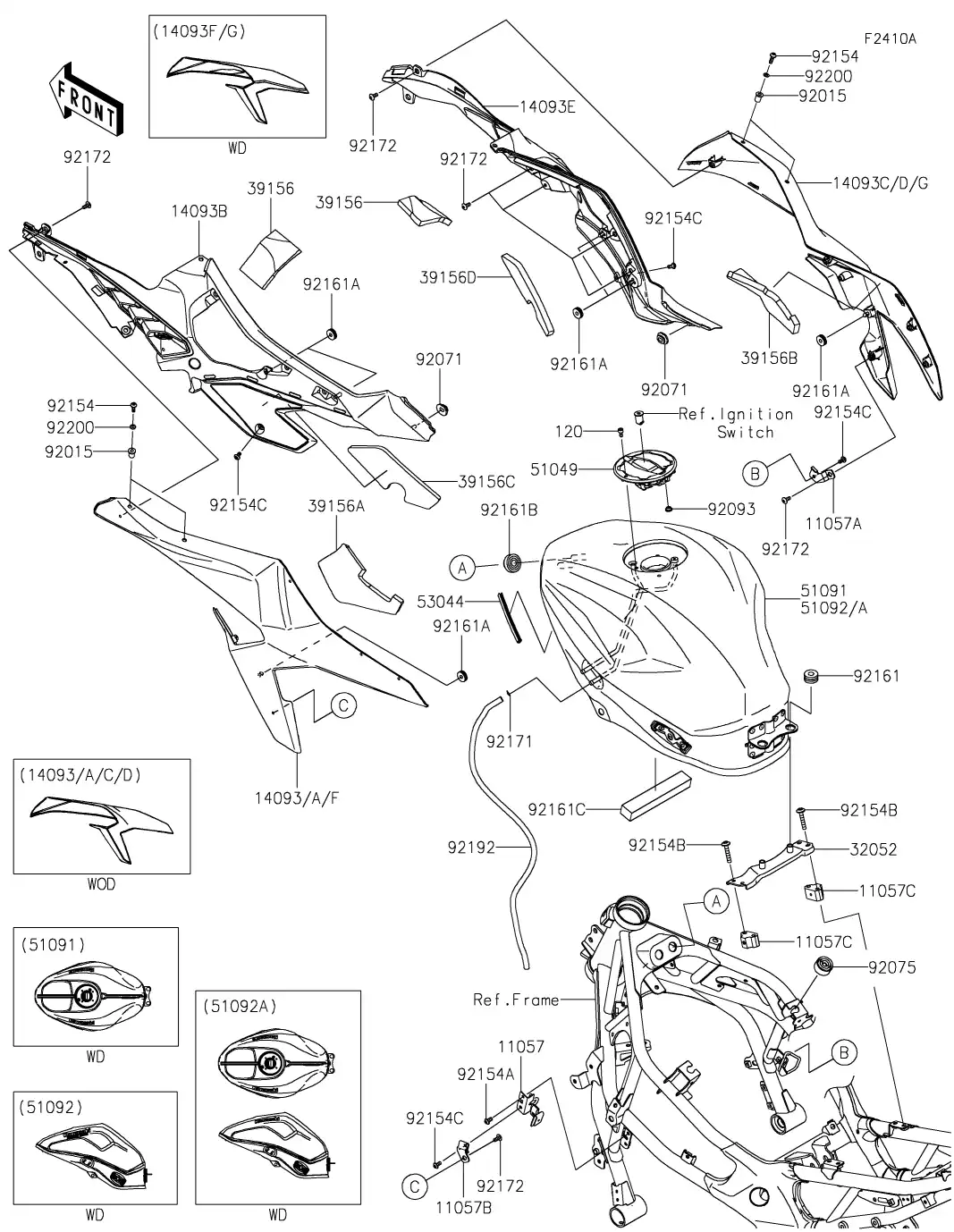 14093-0962 Cover,Knee Grip,Inner,Lh Kawasaki | YoshiParts