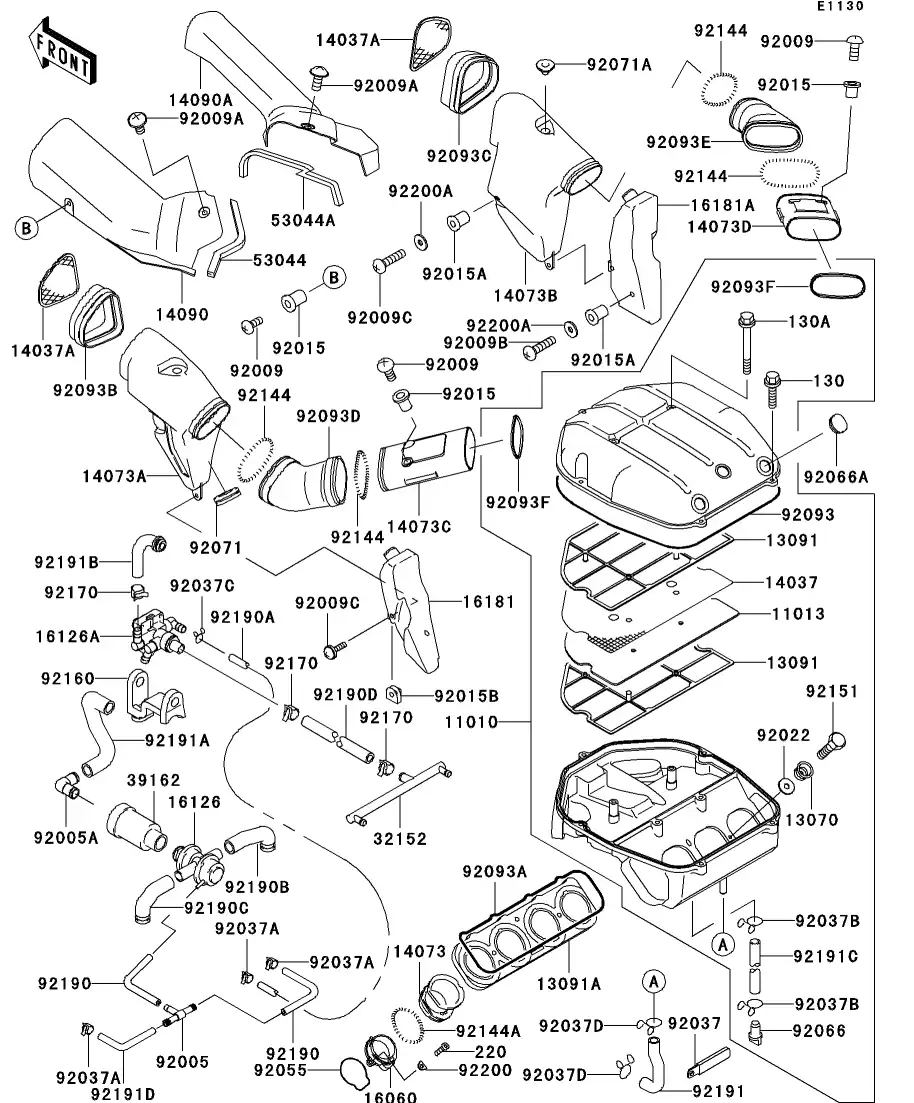 14073-1641 Duct Kawasaki | YoshiParts