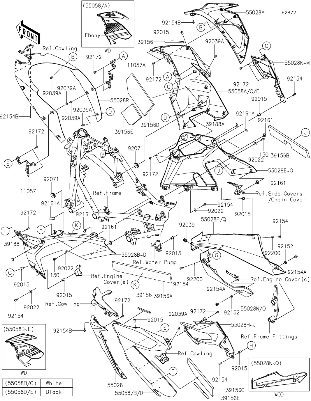 55028443 55028-0643-H8 Cowling,Fin,Lh,Ebony Kawasaki | YoshiParts