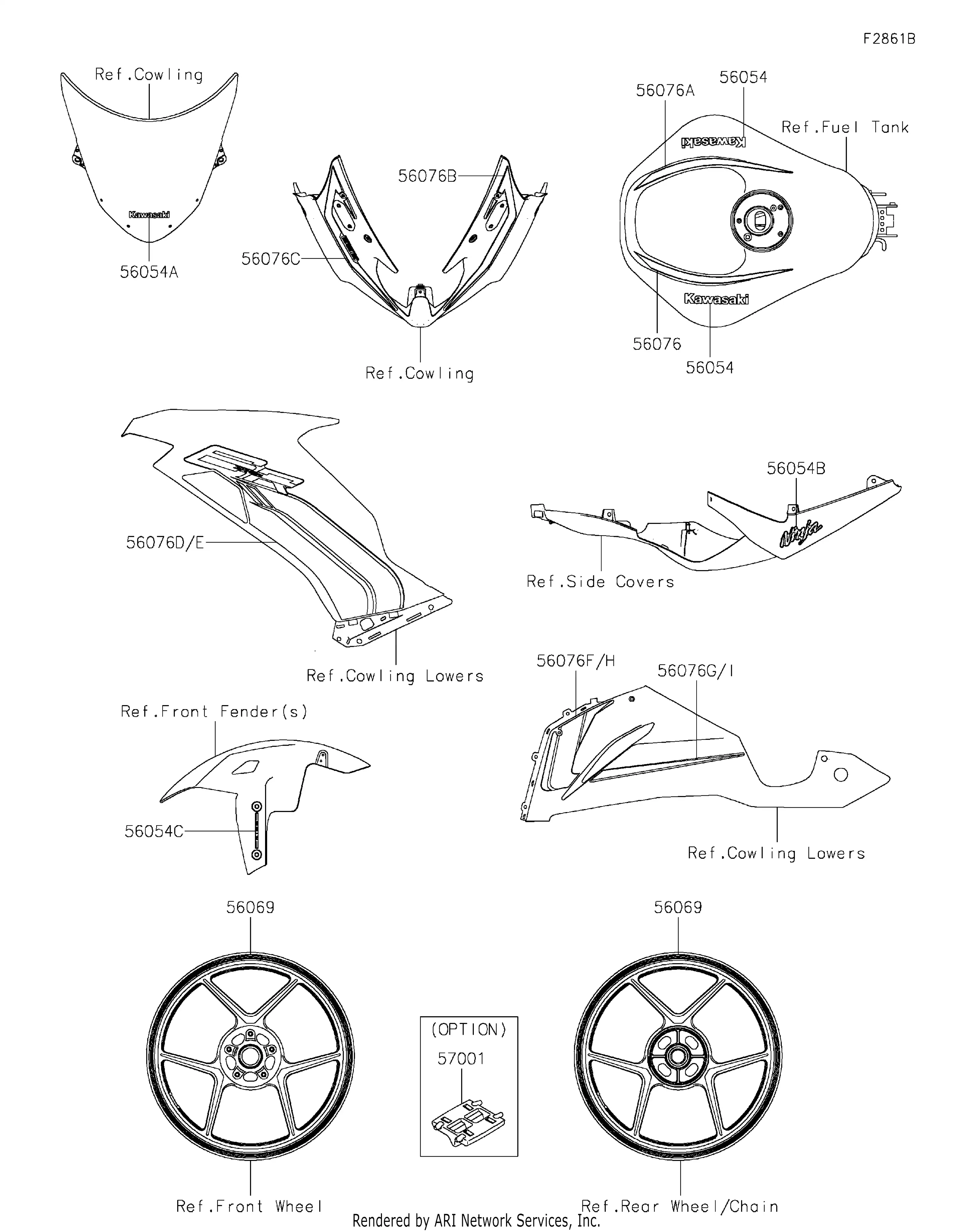 DIY KEN ページ 56076-2958 Pattern,Side Cowl.,Rh Kawasaki | YoshiParts