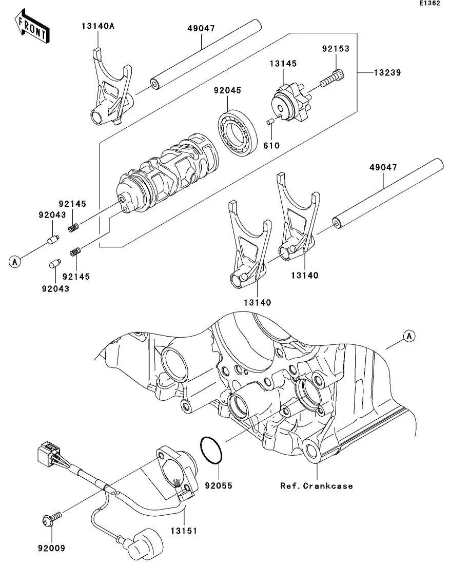 13140-0030 Fork-Shift,Output Kawasaki | YoshiParts