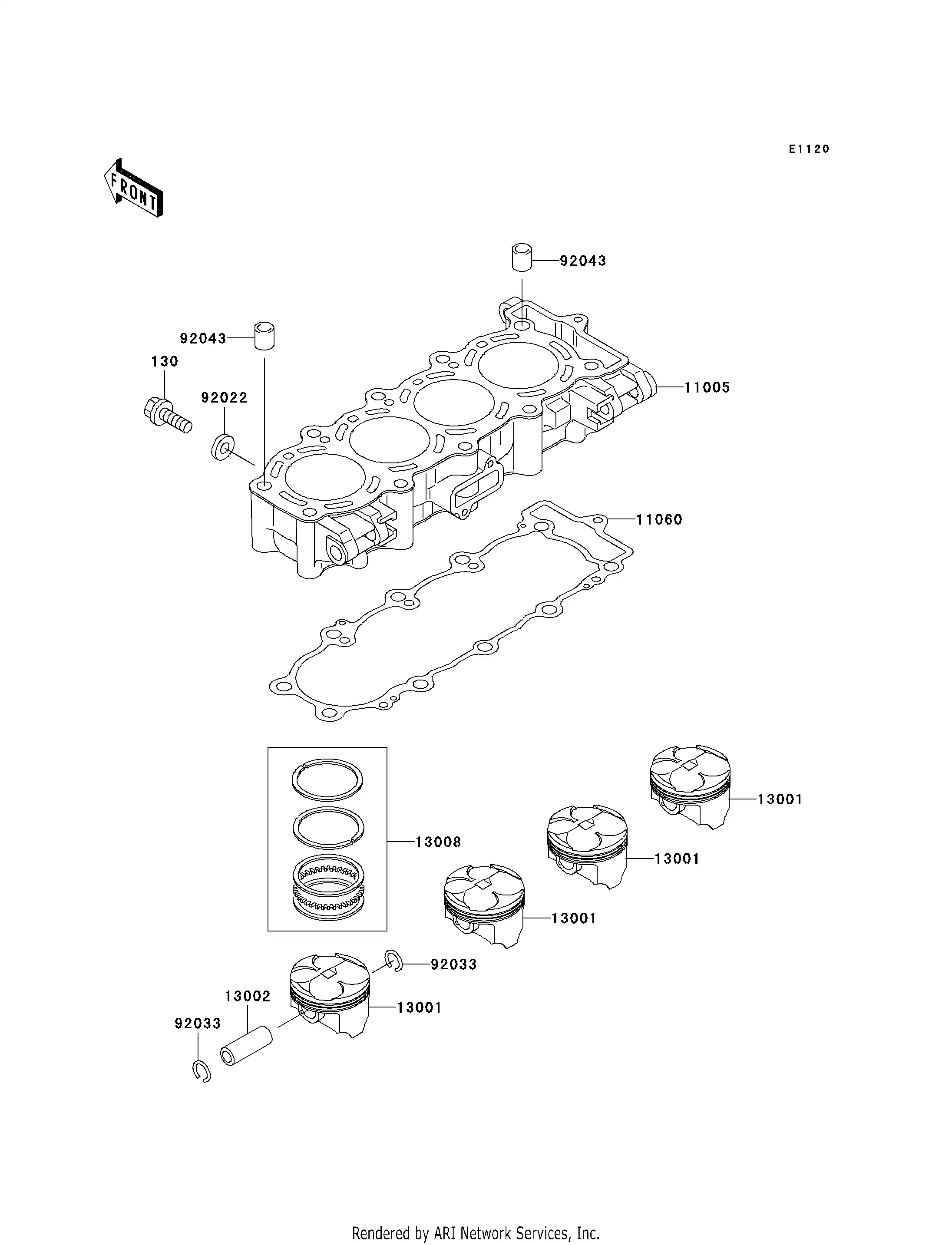 Pistone Anelli Set 78mm Per Kawasaki 13008-0569 Fr FS Fx 651V - Foto 3