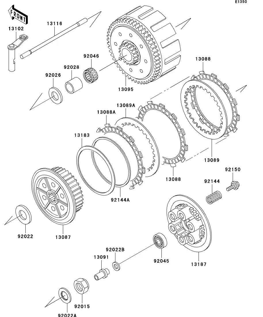 13183-1722 Plate,Judder Spring Kawasaki | YoshiParts