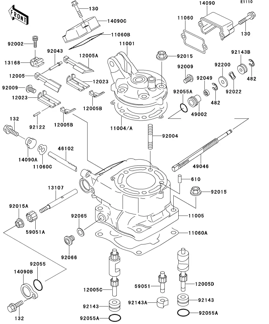 11001-1399 Head-Cylinder Kawasaki | YoshiParts