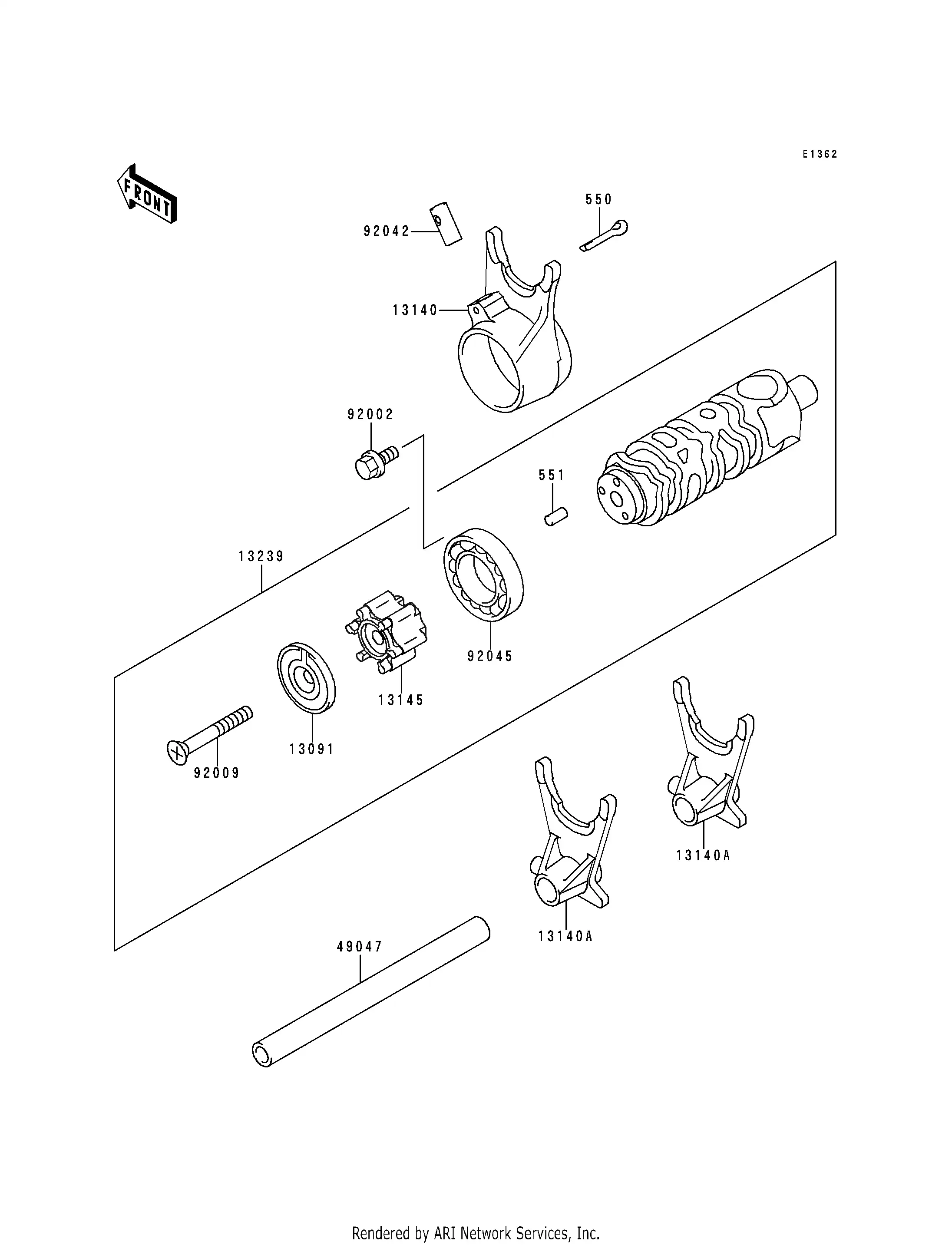 Gear Change Drum/Shift Forks