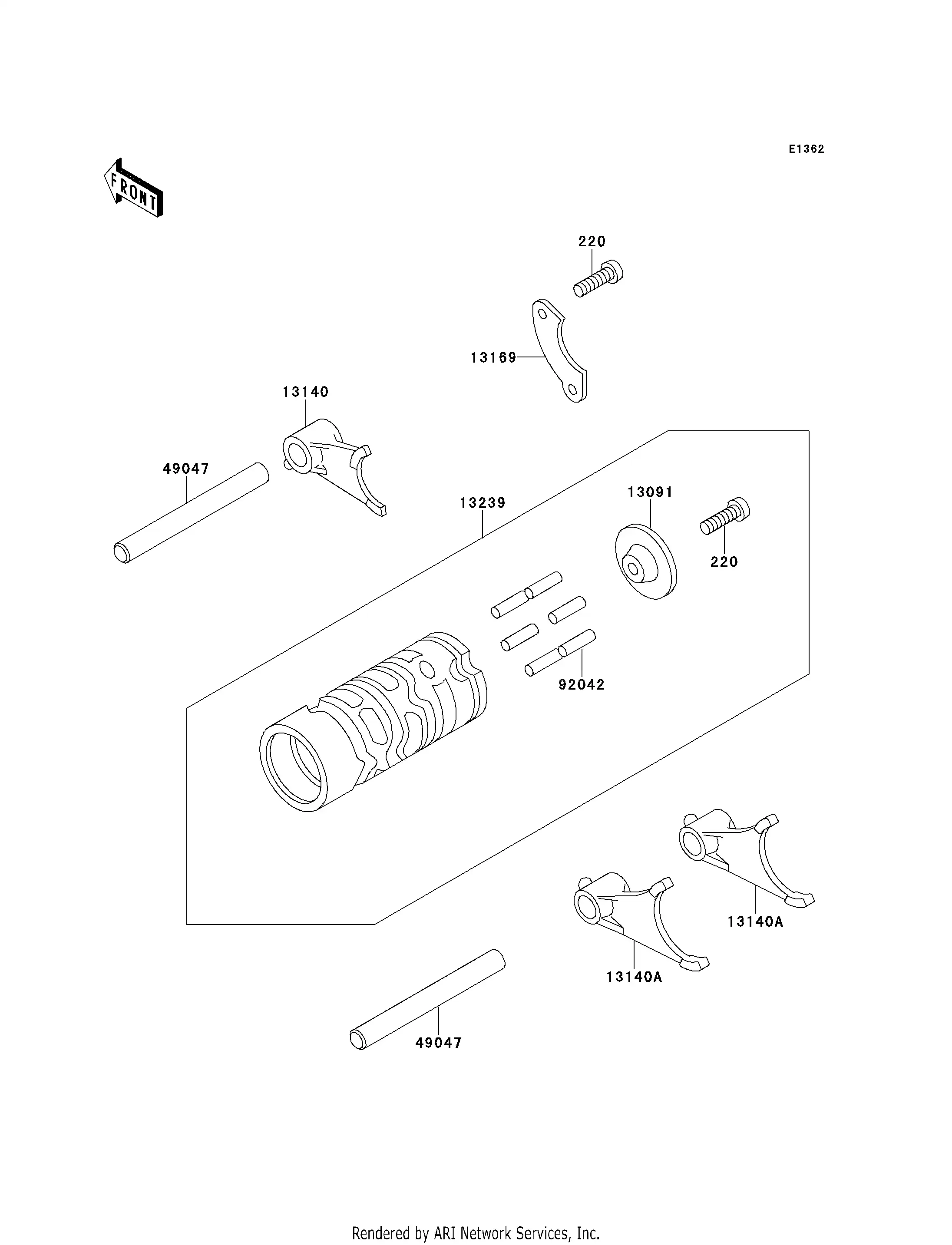 13140-1300 Fork-Shift,Input Kawasaki | YoshiParts