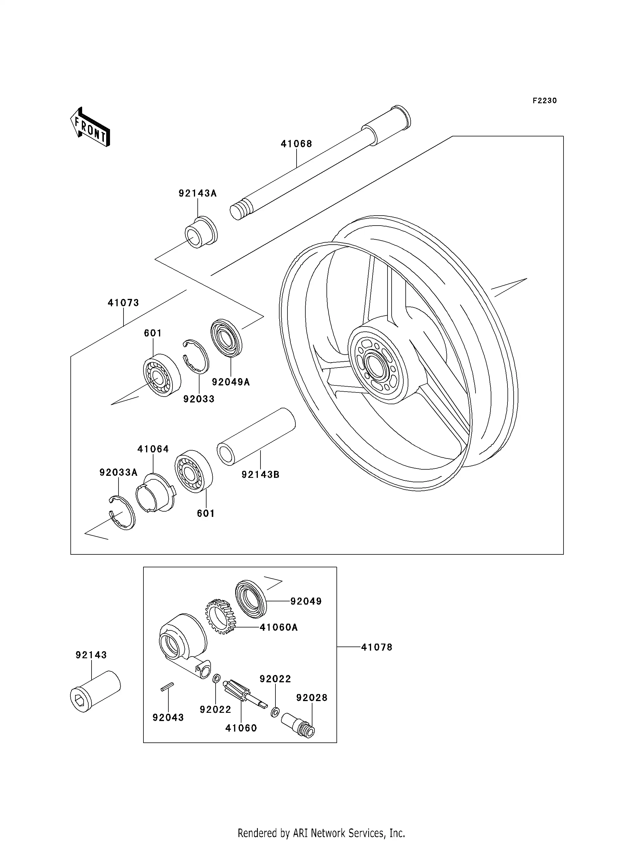 92143-1335 Collar,Fr Axle,L=19.5 Kawasaki | YoshiParts