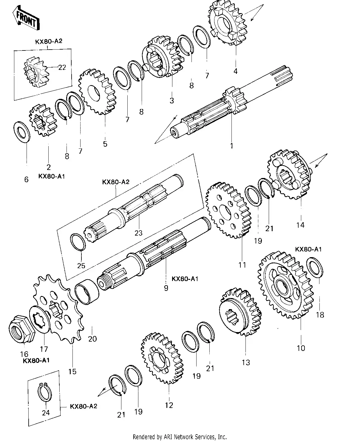 13129-1112 Genuine Kawasaki Top Gear,Drive Shaft | Megazip