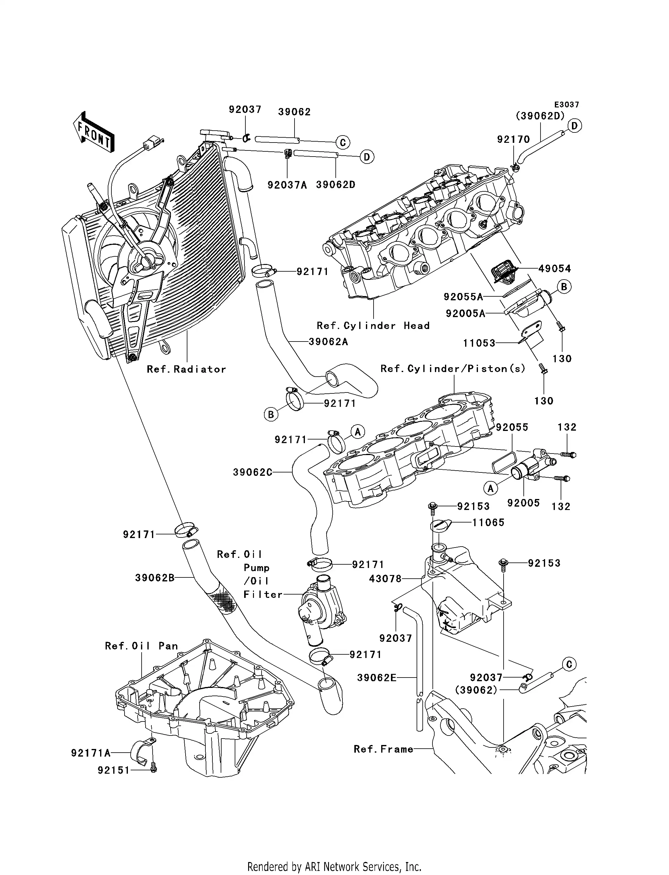 39062-0070 Hose-Cooling,Thermo-R Kawasaki | YoshiParts