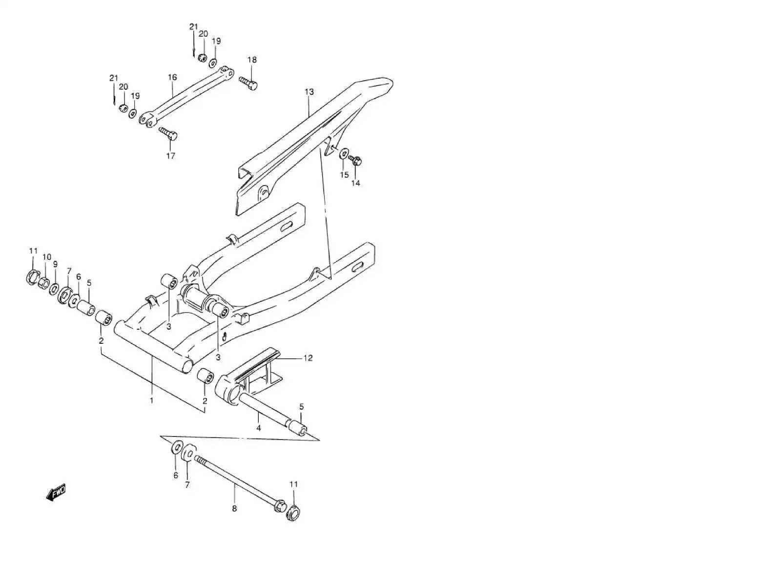 6121130B00000 Shaft,Rr Swingingarm Pivot Suzuki | YoshiParts