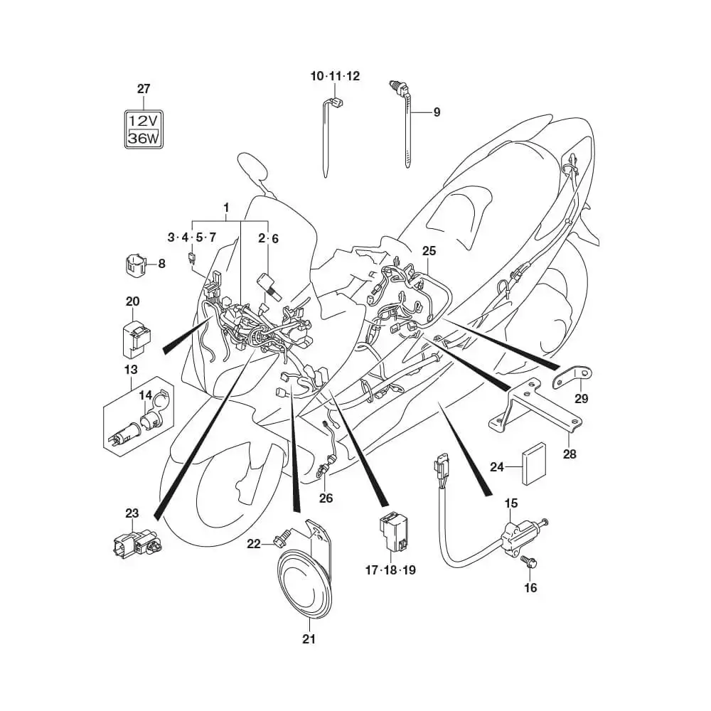 3661019K40000 Harness,Wiring No.1 Suzuki | YoshiParts