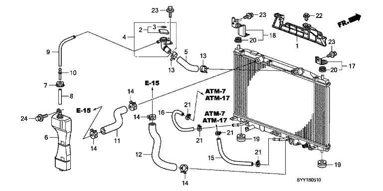 Radiator hose/reserve tank