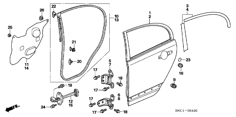 Rear door panel