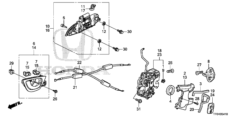 Rear door lock/outer handle