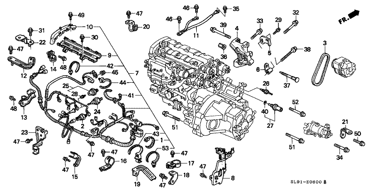 Engine wire harness/clamp