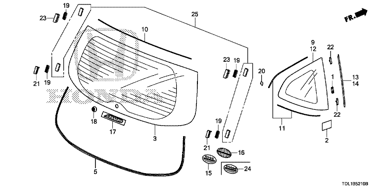 Rear windshield glass/quarter glass