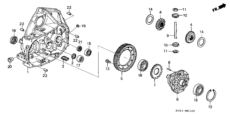 Clutch case/differential (SOHC, DOHC)