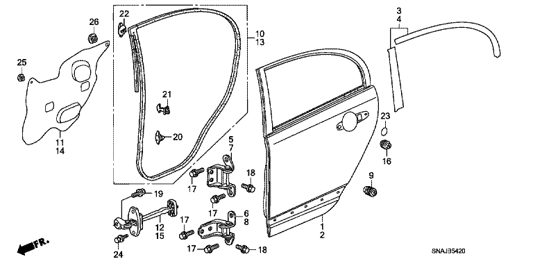 Rear door panel