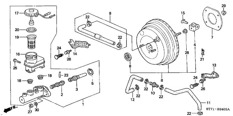 Brake master cylinder/master power (130-)