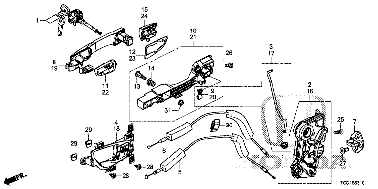 Front door lock/outer handle