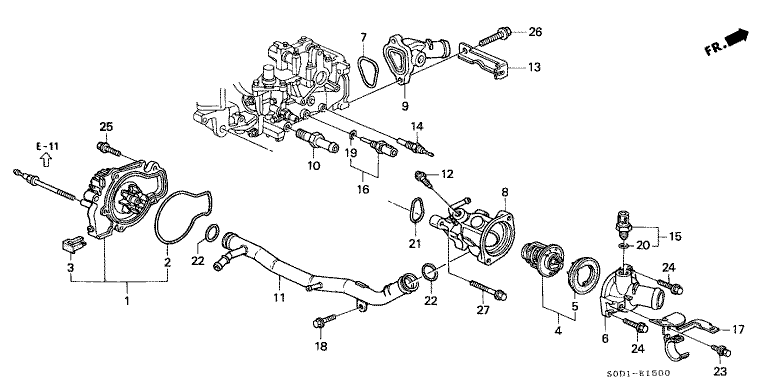 Water pump/sensor (SOHC)