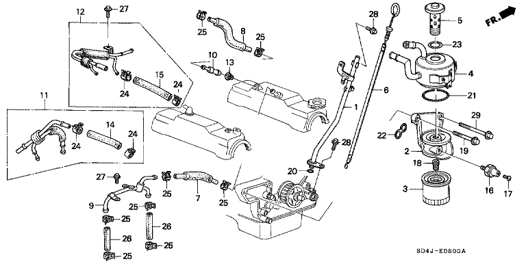 Oil cooler / breather pipe