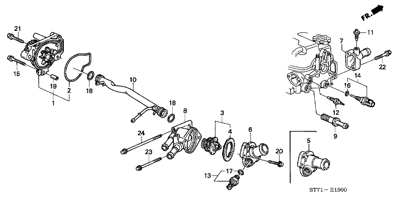 Water pump/sensor (SOHC)