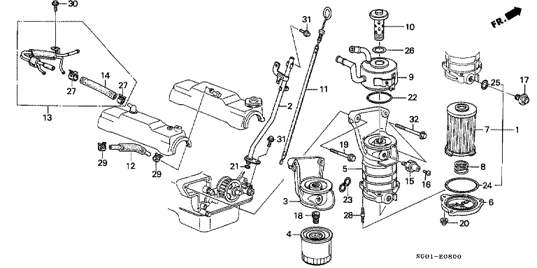 Oil cooler / breather pipe