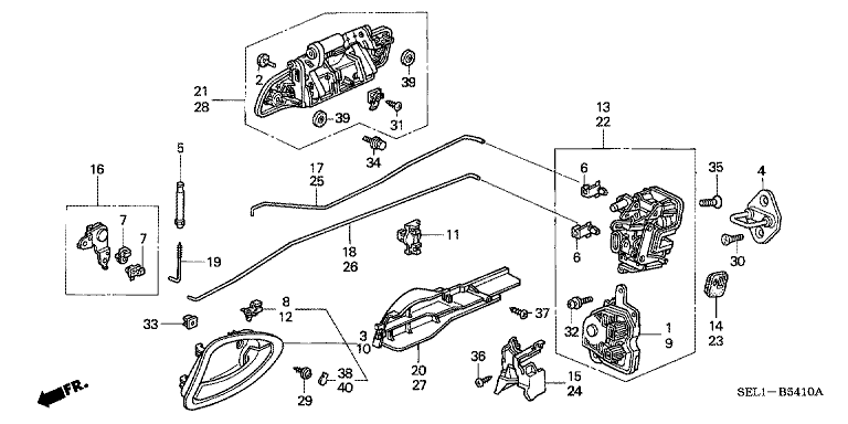 Rear door lock/outer handle