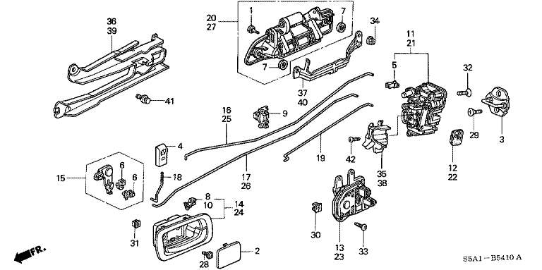 Rear door lock/outer handle