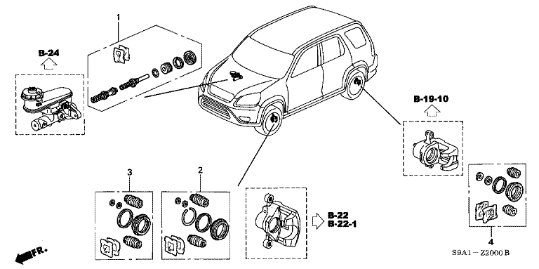 Brake system cup/seal/service kit parts