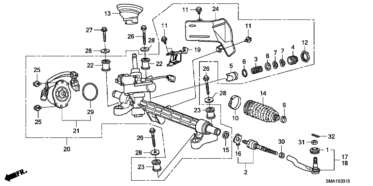 Power steering gearbox (EPS) (2WD)