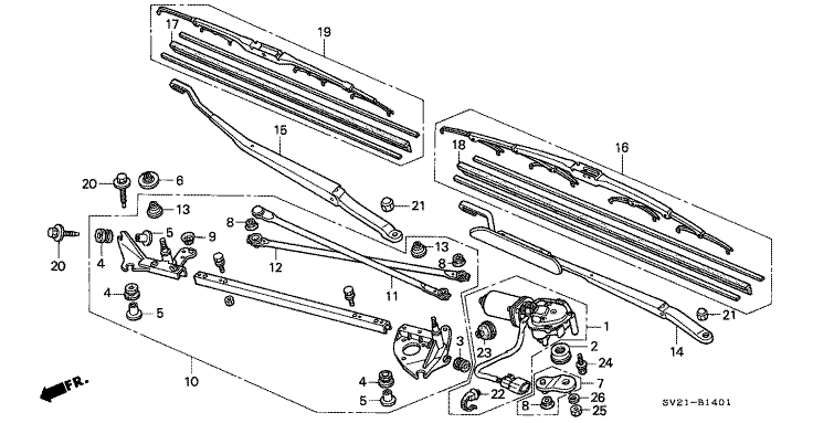 Front wiper (left-hand drive car)